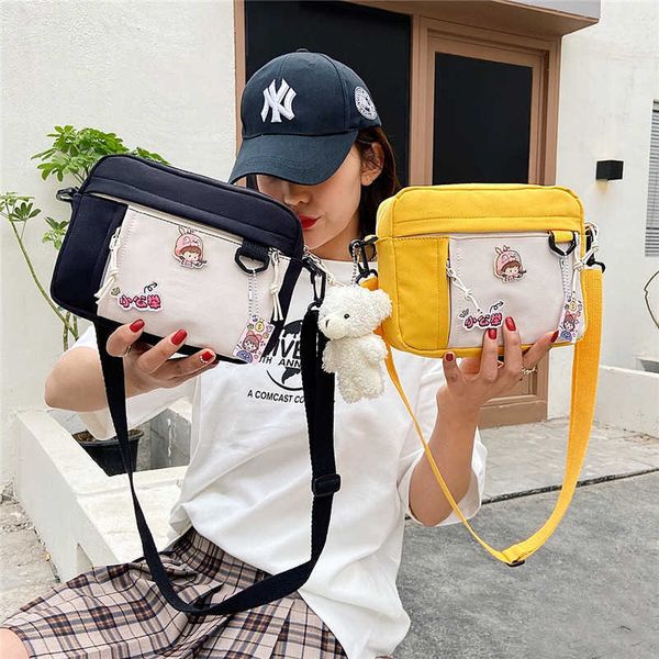 

summer nylon cloth small bag korean version fresh lovely girl student single shoulder messenger, Black