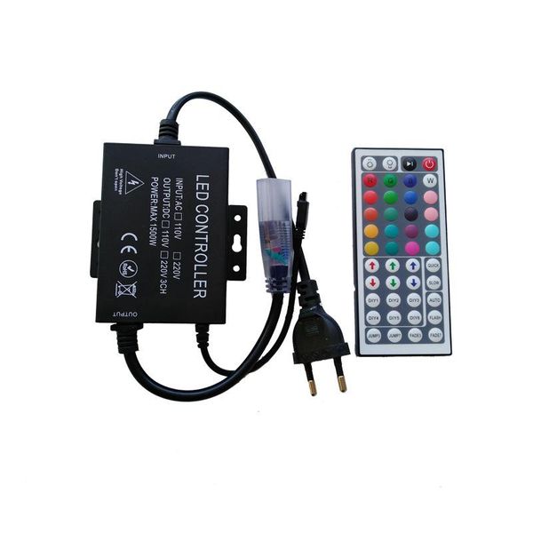 

110v 220v rgb led strip controller 1500w with eu us plug 44 keys ir remote control for smd 3528 rgb led flexible strip 2pcs