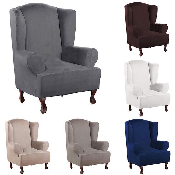 

chair covers stretch wingback solid color armchair cover suede wing back slipcover waterproof elastic slipcovers