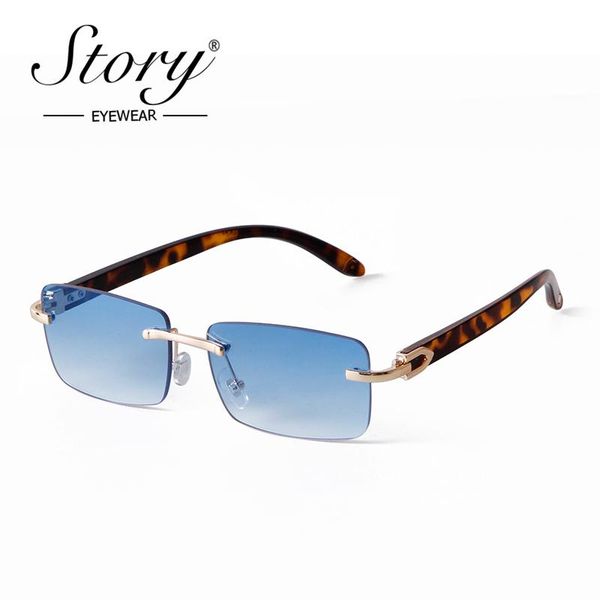 

sunglasses story retro classic rimless square women men 2021 brand design vintage frameless rectangle gradient shades lady s9216, White;black