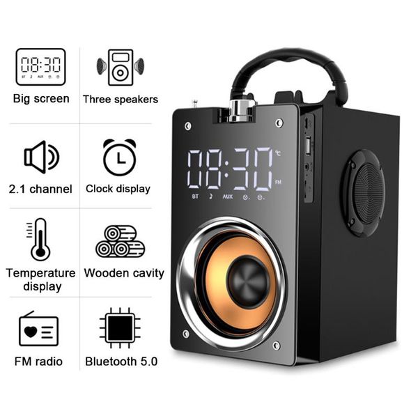 

t3 super bass bluetooth speakers portable column high power 3d stereo subwoofer music center support aux tf fm radio boom box