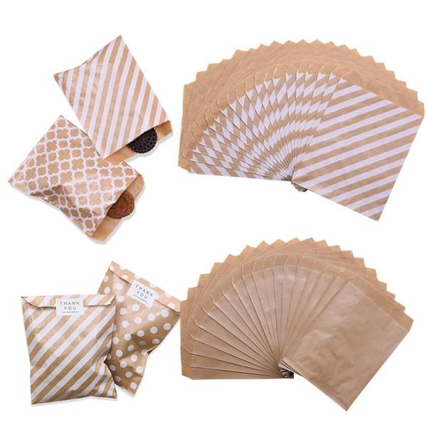 

gift wrap 25pcs 13*18cm wave dot kraft paper bag stripe candy treat bags wedding birthday party favor packing pouch xmas gifts wrapping