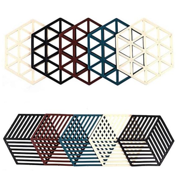 

10 pcs silicone trivet mats and pads hexagon heat resistant pot holder placemat for bowl dishes