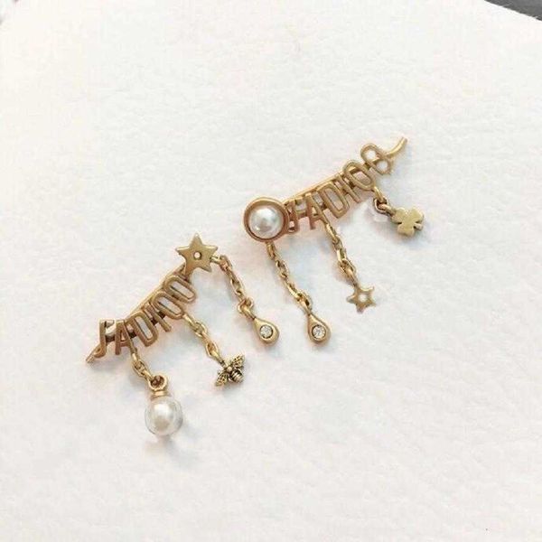 

d bee tassel pearl earrings 925 silver needle 5, Golden