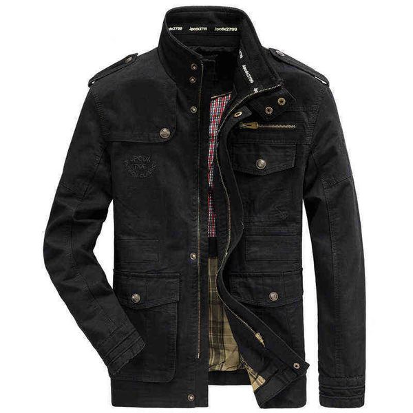 

designerdesignermen's jackets spring autumn jacket men 100% cotton business casual cargo military multi-pocket mens and coat male chaqu, Black;brown