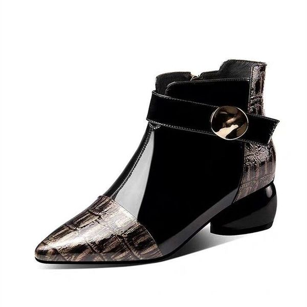 

boots winter women shoes spring female heel ankle luxury design pointed toe, Black