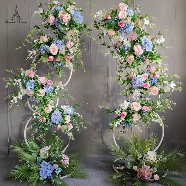 

party decoration romantic wedding white and gold flower arch metal stand for