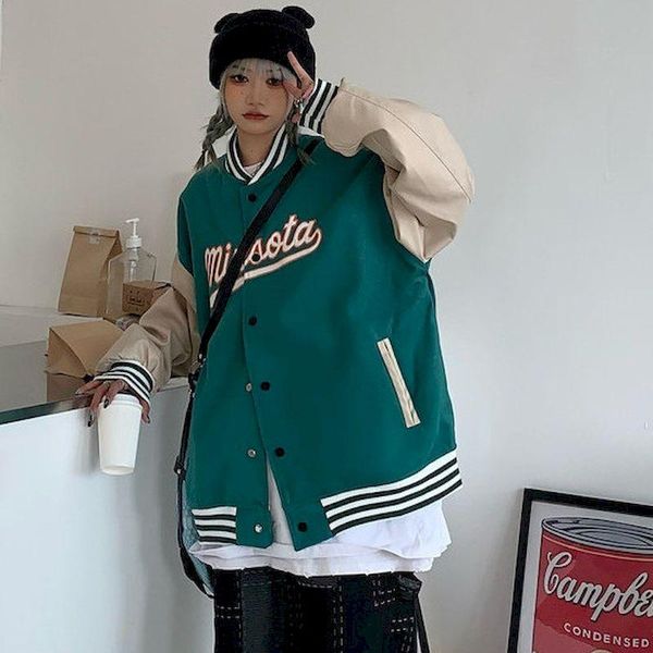 

women's jackets baseball uniform for women 2021 spring and autumn high-quality loose thin couple retro clothes oversized jacket, Black;brown