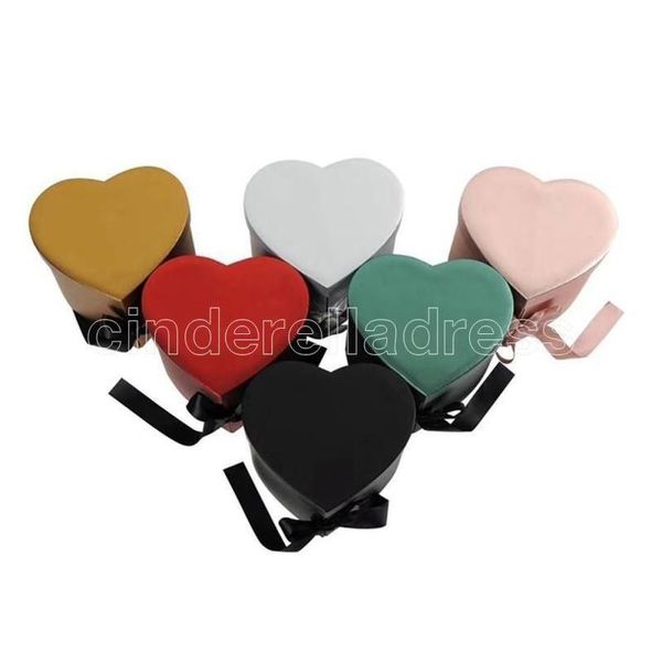 

heart shaped double layer rotate flower chocolate gift box diy wedding party decor valentine day flower packaging case favor holder fy7492