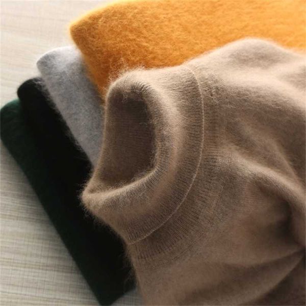 

winter thick warm mink cashmere sweater men turtleneck mens sweaters slim fit pullover men classic wool knitwear pull homme 201221, White;black