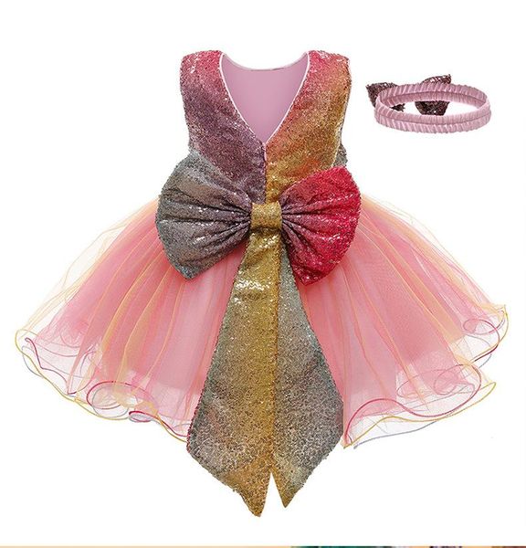 

girl's dresses clothes for born 2021 girls dress lace wedding princess baby one years old birthday party evening, Red;yellow