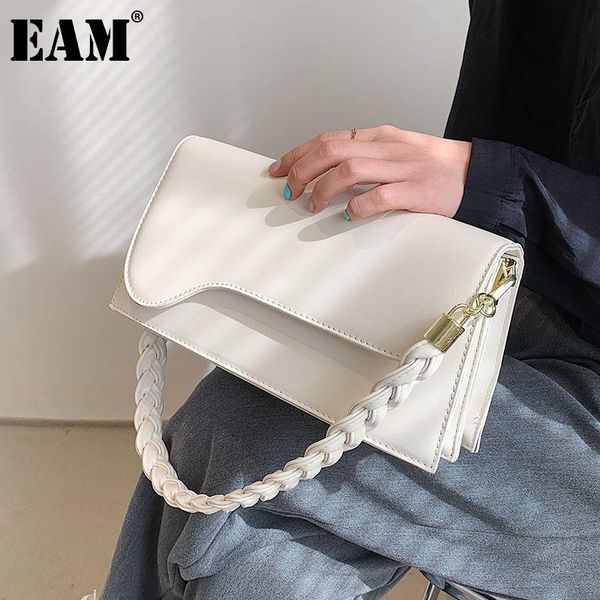 

shoulder bags [eam] women spring pu leather flap personality all-match crossbody bag fashion tide 2021 18a2131