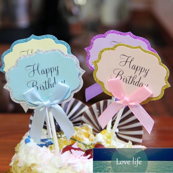 5PCS Decorazione romantica Torta di buon compleanno banner Insert Card Cupcake Cake Topper Flags Baking DIY Decor Sticker Supplies