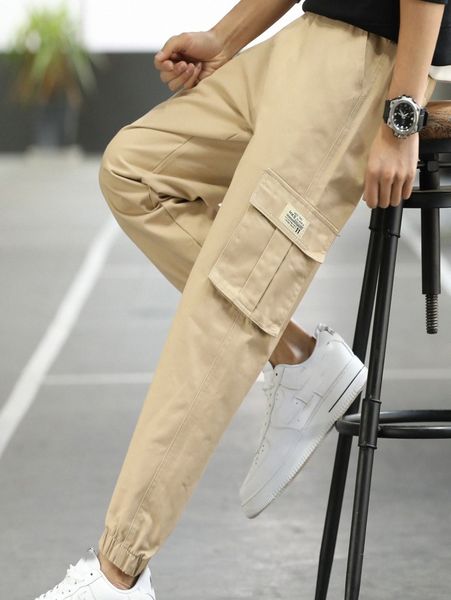 

men flap pocket cargo pants o6w7#, Black