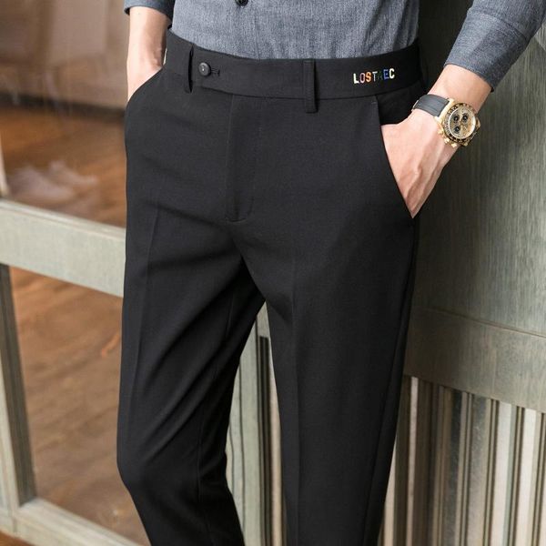 

men's suits & blazers high-quality casual pants autumn and winter simple solid color small trousers slim urban boys suit business, White;black