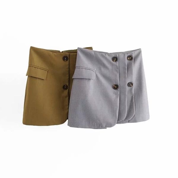 

skirts 2021 autumn arrival european & american style high waist slim multi-fold ruffled double breasted mini skirt, Black