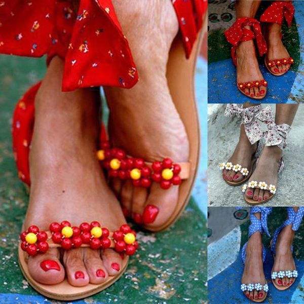 

womens sandals ladies summer fashion casual flats flowers open toe comfortable beach shoes cross strap sandals plus size m140#, Black