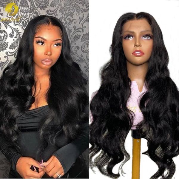 

lace wigs mishell body wave front preplucked 180 density brazilian frontal wig for black women, Black;brown