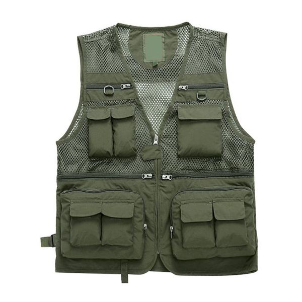 

men's vests man's casual outdoor quick-drying vest chaqueta hombre man multi-pocket breathable mesh comfortable, Black;white
