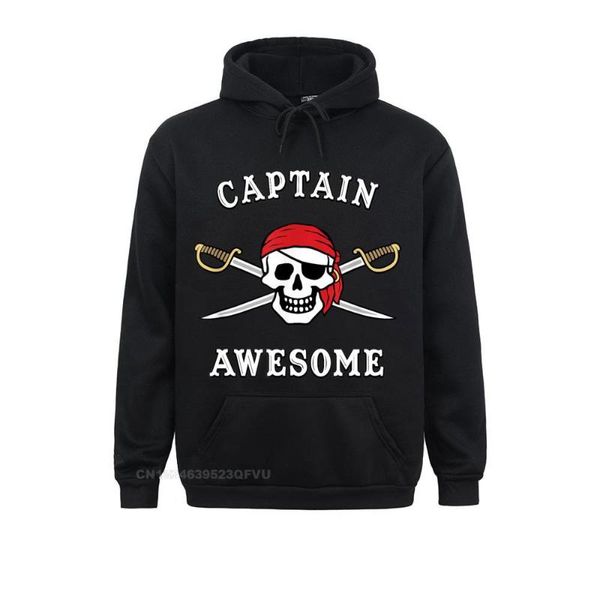

men's hoodies & sweatshirts captain awesome funny pirate hoodie plain men summer harajuku women cotton family pullover, Black