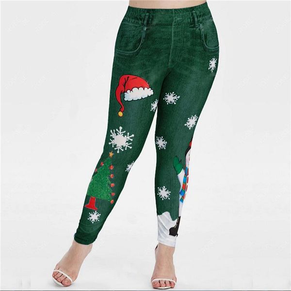 

women's leggings fashion style cartoon christmas printed women trendy skinny soft legging pencil ladies pants, Black
