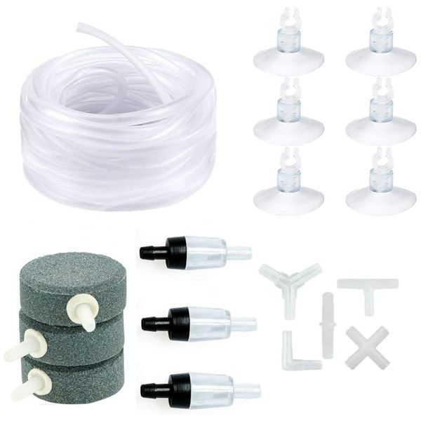 

aquarium air pump accessories set,20 feet airline tubing for fish tank with air stones,suction cups and connectors