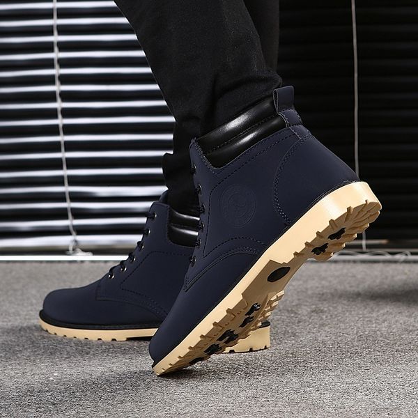 

pointed blue fashion men teddy dwaterproof water lace up to men's winter tactical leather boots v7mp, Black