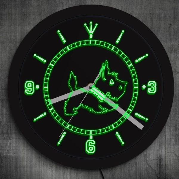 

wall clocks scottie dog neon led sign art clock breeds gift scottish terrier luminous mood lighting home decoration