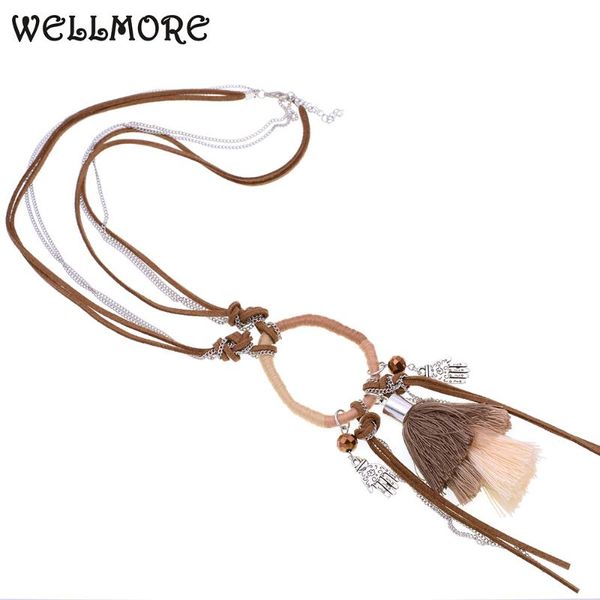 

pendant necklaces wellmore women necklace bohemian tassel statement rope chain for jewelry wholesale, Silver