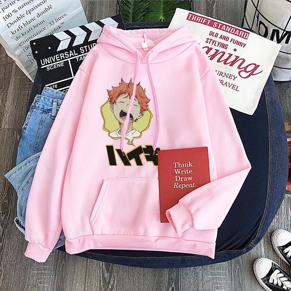 

men's hoodies & sweatshirts men cartoon haikyuu hinata shoyo kawaii anime printed sweatshirt winter clothes women harajuku oversize pul, Black