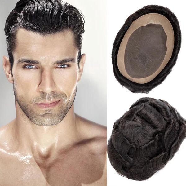 

20mm curly toupee man weave breathable mono male hair capillary prosthesis 6" replacement system unit 100% human hair wig for men, Black