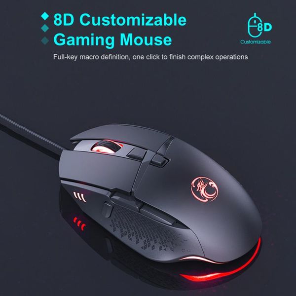 

ergonomic mouse fire button design mice usb wired luminous 7200 dpi for imice t91 office caring computer supplies