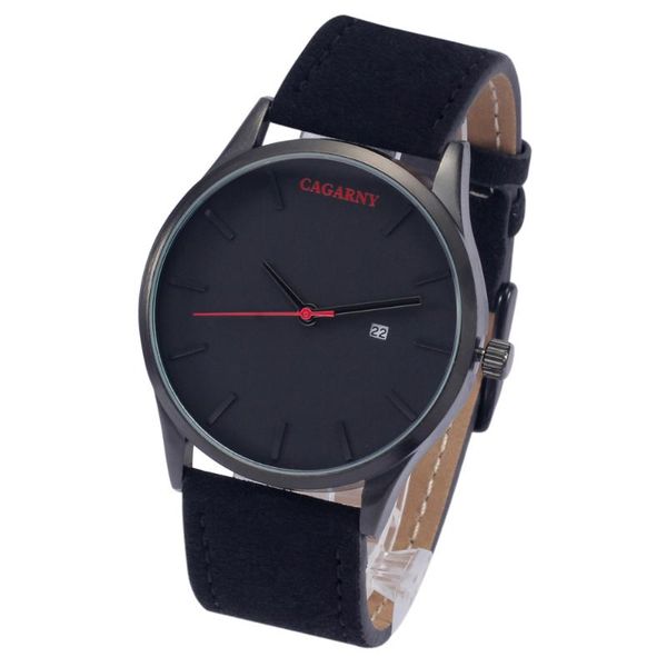

wristwatches cagarny classic watches 40mm men's analog minimalist watch casual mens quartz waterproof date leather strap relogio, Slivery;brown