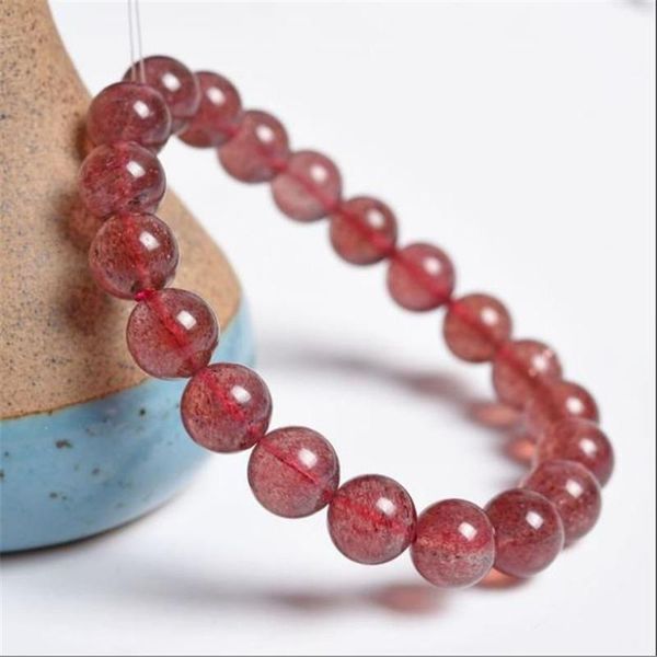

link, chain 6a dark red strawberry crystal natural bracelet, Black