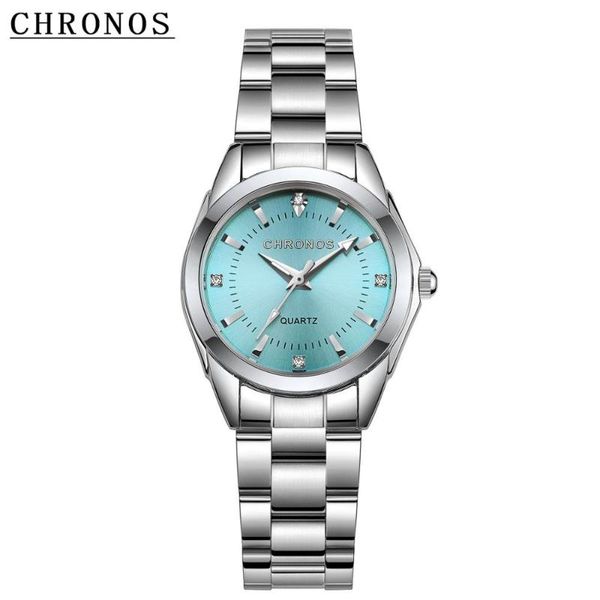 

wristwatches ladies watches waterproof stainless steel rhinestone quartz analog wrist watch for women fashion lake blue relogio feminino, Slivery;brown