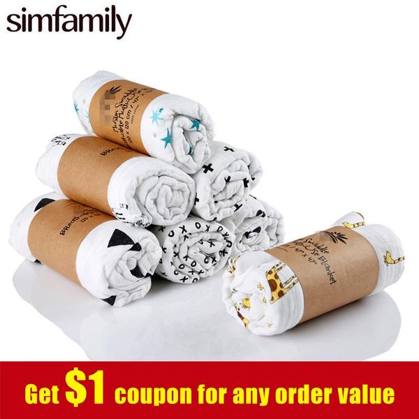 

blankets & swaddling [simfamily] 1pc muslin 100% cotton baby swaddles soft born bath gauze infant wrap sleepsack stroller cover play mat