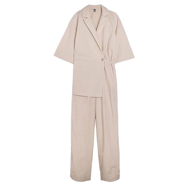 

men's pants mens cotton linen high waist lapel short sleeve jumpsuit overalls wide leg apricot, Black