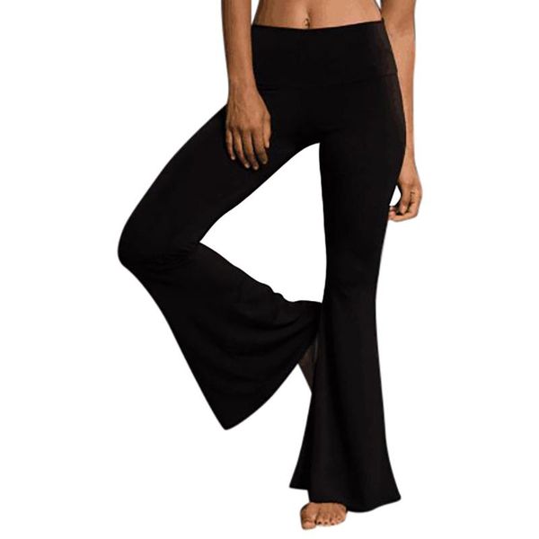

women's pants & capris jaycosin women polyester fashion womens high elastic waist bell-bottom trousers skinny sports casual pencil, Black;white