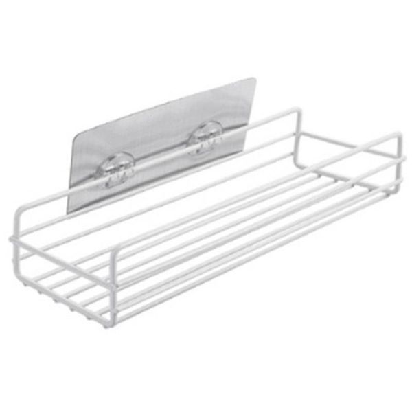 

practical iron shelf adhesive storage rack holder shower shampoo organizer kitchen bathroom accessories white