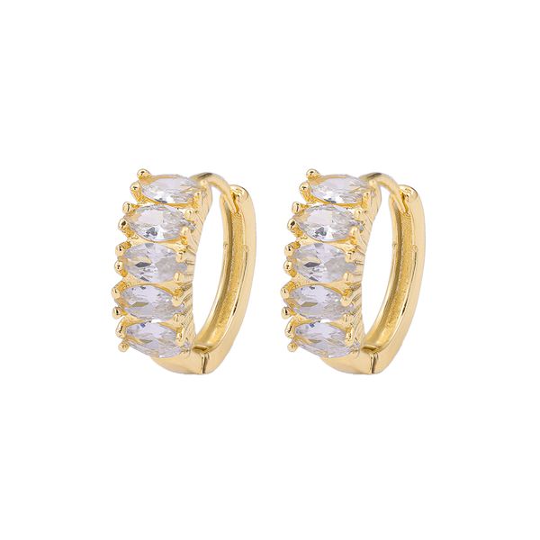 

fashion geometric round crystal small hoop earring for women trendy simple cz zircon huggie earrings female party jewelry gift, Golden;silver