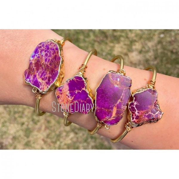

bangle bm14712 purple ocean jasper bracelet pink cuff coral stone peach and agate raw brass, Black