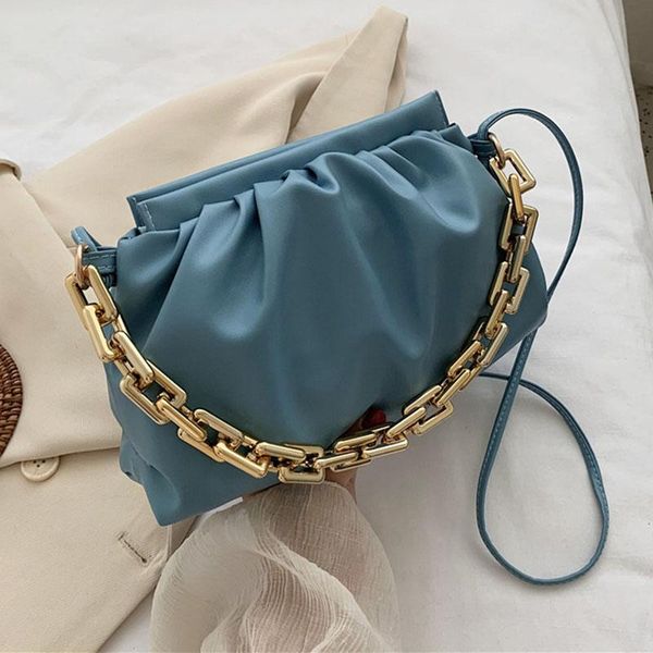 

evening bags 2021 bag women's shoulder summer fold chain cloud handbags messenger solid color cute elegant