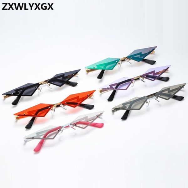 

rimless eye sunglasses mens women/men eyewear vintage female frame ladies 2021 womens brand metal cat sunglasses dlioq, White;black