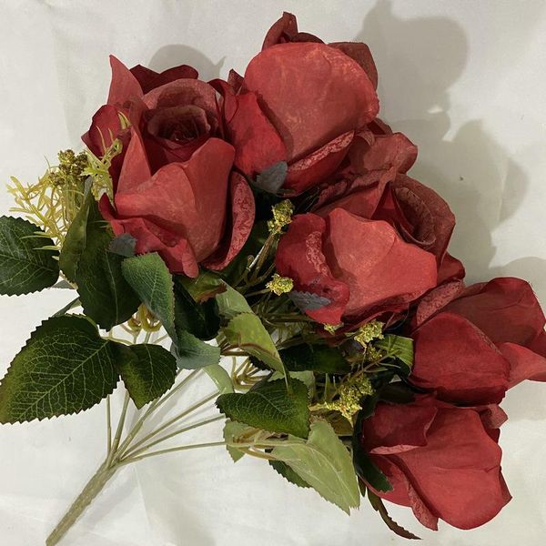 

decorative flowers & wreaths artificial 9-head rose snowflake jade bud bouquet silk flower wedding bridal party home diy arrangement decorat