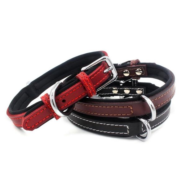 

dog collars & leashes comfortable cowhide material pet collar small and medium dogs 2021 supplies