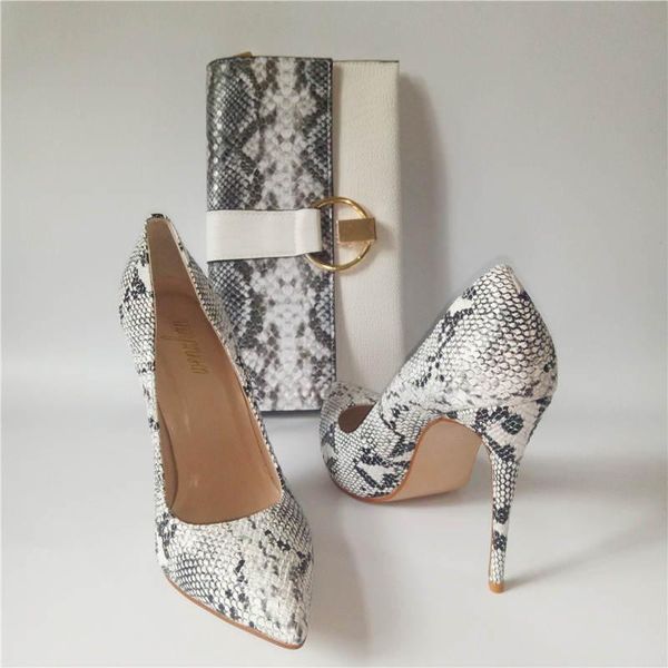 

dress shoes latest high heels matching bags snake printed leather for daily use particular pumps with shoulder bag larger size, Black