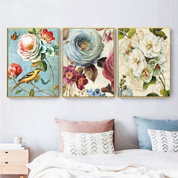 

paintings vintage flower birds animals canvas painting nordic home decoration posters and prints wall art picture for living room no frame
