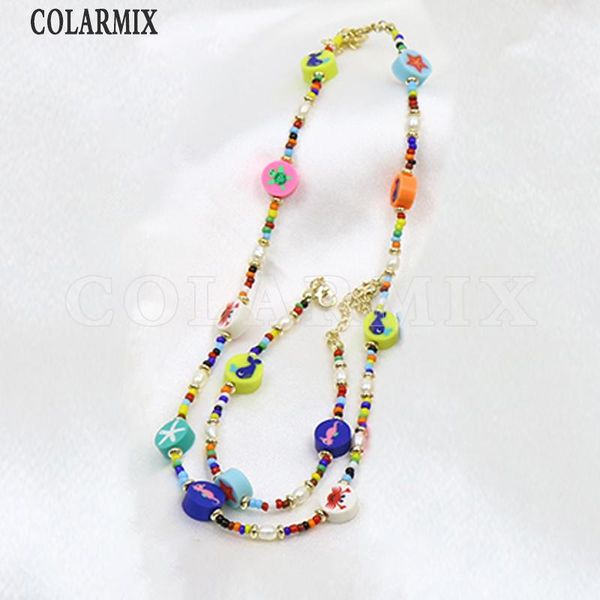 

earrings & necklace 1 set colorful jewelry chain geometric bead beaded neclace and bracelets for women mix color 9955, Silver