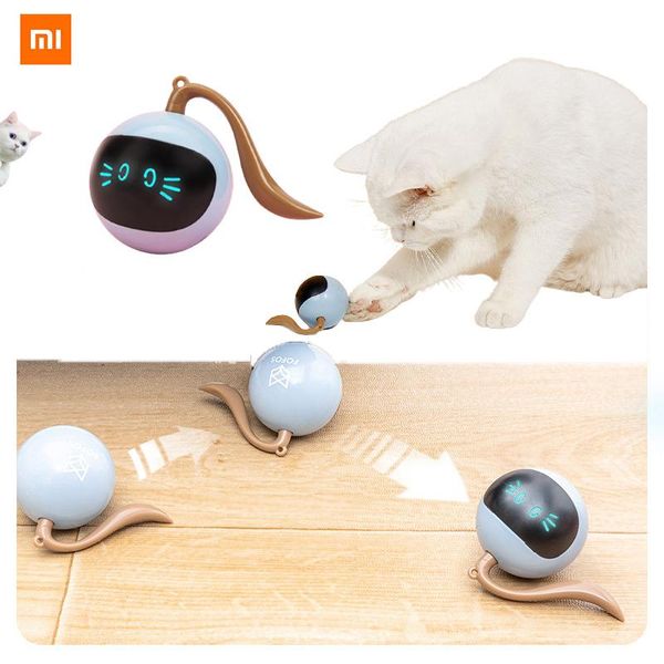

smart home control pet interactive cat toy colorful led self rotating ball toys usb rechargeable kitten electronic accessories