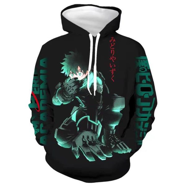 

men's hoodies & sweatshirts anime my hero academia cosplay izuku midoriya 3d print hood hoodie jacket sweatshirt coat bakugou katsuki p, Black